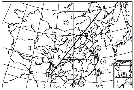 读图,回答问题:1.写出K、H、L、E四省的名称、简称、省会。K:_______、________、________H:_______、____ 读图,回答问题:1.写出K、H、L、E四省的名称、简称、省会。K:_______、________、________H:_______、____