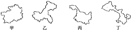 读下列的省级行政轮廓图,在成语“黔驴技穷”中涉及到的省份是A.甲B.乙C.丙D.丁 魔方格