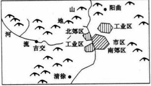 读“太原市城市位置示意图”,完成下列问题。目前太原市的西北部是钢铁、电力工业区,西南部是化学工业区,两者相比,对市区环境造成严重污染的是_____ 读“太原市城市位置示意图”,完成下列问题。目前太原市的西北部是钢铁、电力工业区,西南部是化学工业区,两者相比,对市区环境造成严重污染的是_____