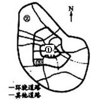 读图2“某城市交通线路分布”图,回答问题图2小题1:图中各点按其地租由高到低的排序,正确的是A.①②③B.③②①C.①③②D.②③小题2:在该城市市中心附近也会 读图2“某城市交通线路分布”图,回答问题图2小题1:图中各点按其地租由高到低的排序,正确的是A.①②③B.③②①C.①③②D.②③小题2:在该城市市中心附近也会