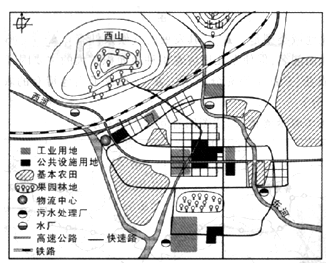 下图为“某城市总体规划图”。读图回答问题。规划中城市的空间形态是______,其不足之处是______。基本农田镶嵌在 下图为“某城市总体规划图”。读图回答问题。规划中城市的空间形态是______,其不足之处是______。基本农田镶嵌在