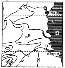下图中有A、B、C、D四座城市,试从地形、气候和河流等区位因素分析并回答问题。从地形考虑,___________城市区位具 下图中有A、B、C、D四座城市,试从地形、气候和河流等区位因素分析并回答问题。从地形考虑,___________城市区位具