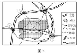 图5为“某城市空间结构图”。读图,完成问题。小题1:该城市地租等值线分布类似于下图中的A.甲B.乙C.丙D.丁小题2:图中①、②、③、④数字依次代表的功能区合理 图5为“某城市空间结构图”。读图,完成问题。小题1:该城市地租等值线分布类似于下图中的A.甲B.乙C.丙D.丁小题2:图中①、②、③、④数字依次代表的功能区合理
