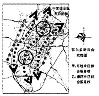 鄂尔多斯市城市总体规划的空间结构为“一城双核、一轴两带多组团”,读鄂尔多斯市城市总体规划图(2011-2030),完成下列各题。小题1:产业集聚带布局在东部的主 鄂尔多斯市城市总体规划的空间结构为“一城双核、一轴两带多组团”,读鄂尔多斯市城市总体规划图(2011-2030),完成下列各题。小题1:产业集聚带布局在东部的主