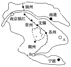 读图,完成下列要求。(10分)(1)写出A、B两城市名称。A________,B________。(2)图中城市服务范围最大的是________,能影响____ 读图,完成下列要求。(10分)(1)写出A、B两城市名称。A________,B________。(2)图中城市服务范围最大的是________,能影响____