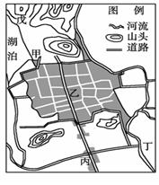 下图为印度半岛某城市示意图。据此回答题。小题1:图中甲、乙、丙三地依次对应的城市功能区是( )A.工业区、工业区、住宅区B.低级住宅区、商业区、工业区C.绿化区 下图为印度半岛某城市示意图。据此回答题。小题1:图中甲、乙、丙三地依次对应的城市功能区是( )A.工业区、工业区、住宅区B.低级住宅区、商业区、工业区C.绿化区