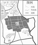 该图为我国东南沿海地区某城市规划示意图,阴影为城区,读图完成问题。小题1:图中最适宜建设高级住宅区的是A.甲B.乙C.丙D.丁小题2:该城的化工区应规划在A.甲 该图为我国东南沿海地区某城市规划示意图,阴影为城区,读图完成问题。小题1:图中最适宜建设高级住宅区的是A.甲B.乙C.丙D.丁小题2:该城的化工区应规划在A.甲