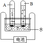 关于电解水实验的叙述正确的是______A.与试管A相连的是电源的正极.B.试管B产生的气体能使带火星的木条复燃.C.水的电解试验得出水是由氢气和氧气组成的.D...