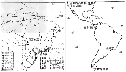 读“巴西农业、矿产和工业分布图”及“美洲部分轮廓图”,回答下列问题:甲河是__________,是世界上流量最大的河流,该河流域人口稀少, 读“巴西农业、矿产和工业分布图”及“美洲部分轮廓图”,回答下列问题:甲河是__________,是世界上流量最大的河流,该河流域人口稀少,