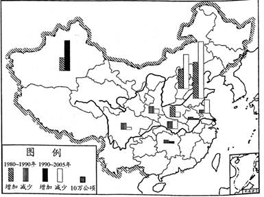图是我国棉花主产省区1980〜2005年棉花种植面积变化图,读图回答下题。小题1:据图可得出的正 图是我国棉花主产省区1980〜2005年棉花种植面积变化图,读图回答下题。小题1:据图可得出的正