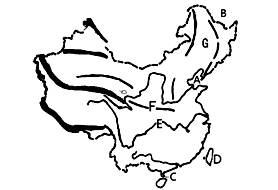 读“中国地图”,回答下列问题。海洋:A。邻国:B。海峡:C。岛屿:D。河流:E。山脉: F。它是一月℃等 读“中国地图”,回答下列问题。海洋:A。邻国:B。海峡:C。岛屿:D。河流:E。山脉: F。它是一月℃等