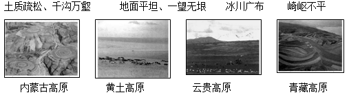 连线题: 请将下列高原与相应的景观图、景观描述连线 连线题: 请将下列高原与相应的景观图、景观描述连线