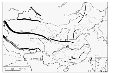 读下图完成问题:山脉A 是,其南侧的地形区是,北侧的地形区是。山脉B是,它是我国第一、二级阶梯的分界线。分布在第三级阶梯上的主要地形类型是 读下图完成问题:山脉A 是,其南侧的地形区是,北侧的地形区是。山脉B是,它是我国第一、二级阶梯的分界线。分布在第三级阶梯上的主要地形类型是