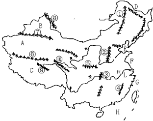 读“中国山河图”,完成问题。(1)图中山脉①为,其东侧的地形区为,西侧的地形区为;东西两侧地形的共同特点为,不同特点为。山脉③为,长 读“中国山河图”,完成问题。(1)图中山脉①为,其东侧的地形区为,西侧的地形区为;东西两侧地形的共同特点为,不同特点为。山脉③为,长