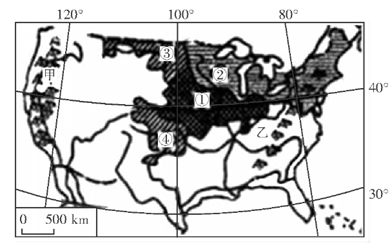 读美国示意图.完成10?12题。小题1:下列关于图中甲、乙两地山脉自然地理要素的叙述.正确的是A.甲、乙两山脉分别处在板块碰撞处与板块内部B.甲、乙两山脉西侧河 读美国示意图.完成10?12题。小题1:下列关于图中甲、乙两地山脉自然地理要素的叙述.正确的是A.甲、乙两山脉分别处在板块碰撞处与板块内部B.甲、乙两山脉西侧河