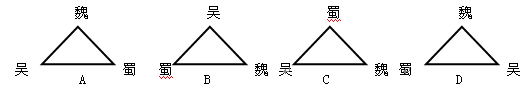 下列图示表示三国鼎立的示意图,其中大致准确的是 下列图示表示三国鼎立的示意图,其中大致准确的是