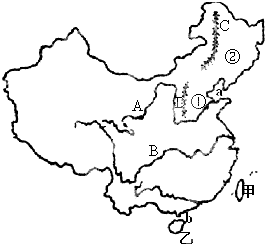 读图,按要求完成下列各题河流名称:A______B______山脉名称:C______D______地形区名称①______②______(4