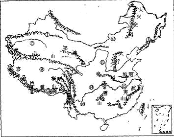 读我国地形图,回答问题根据要求填空:山脉:______高原:______河流:______平原:______临海:______. 魔方格