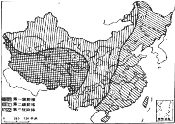 读我国三级阶梯分布示意图,完成下列各题.我国地势第一级阶梯与第二级阶梯分界线①______,②______,③______.第二级阶梯与第三阶梯的分界线④ 魔方格
