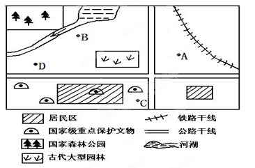 下图为华北平原某城市平面图,读图回答:该城市吸引游客的主要旅游资源有:、、。请你评价该城市旅游资源的开发条件:。若在该城市建一所疗养院 下图为华北平原某城市平面图,读图回答:该城市吸引游客的主要旅游资源有:、、。请你评价该城市旅游资源的开发条件:。若在该城市建一所疗养院