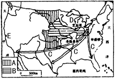 读“美国本土轮廓图”,回答:农作物名称A;B;A、B所在区的农业地域类型是农业,其特征是。C箭头代表方向,主要影响因素是 。E市的主要工 读“美国本土轮廓图”,回答:农作物名称A;B;A、B所在区的农业地域类型是农业,其特征是。C箭头代表方向,主要影响因素是 。E市的主要工