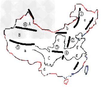 我国地形复杂多样,山区面积广大;有山地、高原、盆地、平原、丘陵山区面积占全国的三分之二,读下图完成内容:将图中序号所表示的地理名称填在下面空格中: 我国地形复杂多样,山区面积广大;有山地、高原、盆地、平原、丘陵山区面积占全国的三分之二,读下图完成内容:将图中序号所表示的地理名称填在下面空格中: