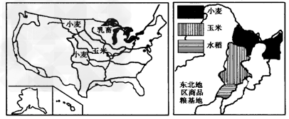 下图为美国中部和中国东北地区农业分布示意图,读图回答下列问题中国东北部和美国中部地区农业结构的共同之处是_________ 下图为美国中部和中国东北地区农业分布示意图,读图回答下列问题中国东北部和美国中部地区农业结构的共同之处是_________