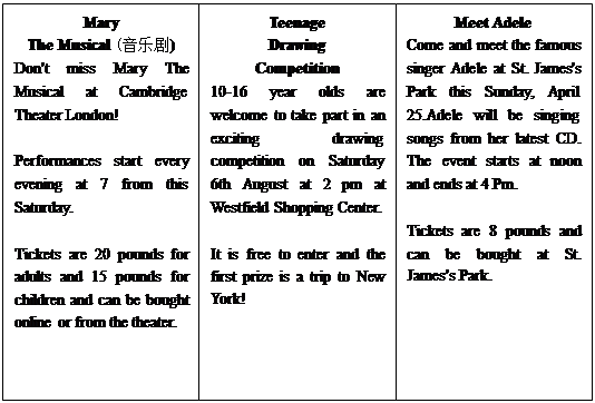 A小题1:How much are the musical tickets for two children?A. 16 pounds, B, 35 pound A小题1:How much are the musical tickets for two children?A. 16 pounds, B, 35 pound