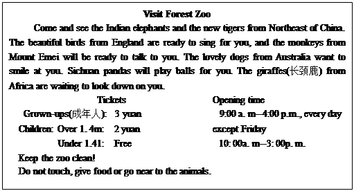 小题1:Why does the writer introduce so many animals from different places to us? A 小题1:Why does the writer introduce so many animals from different places to us? A