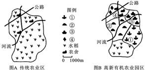 读某地农业结构调整示意图,回答问题:小题1:下列属于图A所示的农业地域类型特点的是A.机械化水平高B.单位面积产量高,劳动生产率低C.科技水平高D.商品率高小题 读某地农业结构调整示意图,回答问题:小题1:下列属于图A所示的农业地域类型特点的是A.机械化水平高B.单位面积产量高,劳动生产率低C.科技水平高D.商品率高小题