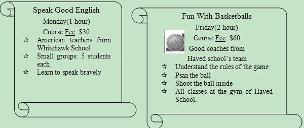 阅读理解。1. Where will you have classes if you like playing basketball 阅读理解。1. Where will you have classes if you like playing basketball
