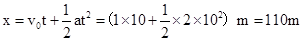 一辆汽车在平直路面上以1m/s的初速度做匀加速运动,加速度为2m/s2,则10s末汽车的位移是 ( )A.100m B.110 m C.125m D.150m 一辆汽车在平直路面上以1m/s的初速度做匀加速运动,加速度为2m/s2,则10s末汽车的位移是 ( )A.100m B.110 m C.125m D.150m