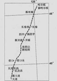 2012年12月1日,哈大高铁客运专线正式开通运营。下图为哈大高铁线路示意图。据此回答下列问题。小题1:据图估算哈大高铁线路起止点间的直线距离约为A.600千米 2012年12月1日,哈大高铁客运专线正式开通运营。下图为哈大高铁线路示意图。据此回答下列问题。小题1:据图估算哈大高铁线路起止点间的直线距离约为A.600千米