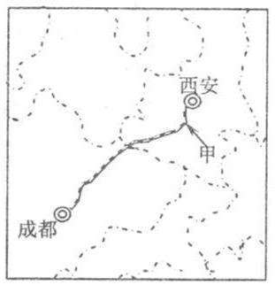 下图为西成高铁示意图,该铁路是国内拟建的最具山区特点的高标准现代化铁路。读图完成下列各题。小题1:西成高铁甲地段线路总长 135 千米,隧道里程 127 千米, 下图为西成高铁示意图,该铁路是国内拟建的最具山区特点的高标准现代化铁路。读图完成下列各题。小题1:西成高铁甲地段线路总长 135 千米,隧道里程 127 千米,