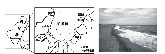 莱州湾是渤海三大海湾之一。位于渤海南部,西起黄河口,东至龙口的屺姆角。读莱州湾示意图和莱州湾南部海岸带景观图,完成以下各题。莱州 莱州湾是渤海三大海湾之一。位于渤海南部,西起黄河口,东至龙口的屺姆角。读莱州湾示意图和莱州湾南部海岸带景观图,完成以下各题。莱州