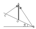 倾角为θ=30°的长斜坡上有C、O、B三点,CO =" OB" =S,在C点竖直地固定一长S的直杆AO。A端与C点间和坡底B点间各连有一光滑的钢绳,且各穿有一钢 倾角为θ=30°的长斜坡上有C、O、B三点,CO =" OB" =S,在C点竖直地固定一长S的直杆AO。A端与C点间和坡底B点间各连有一光滑的钢绳,且各穿有一钢