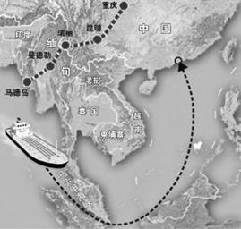 2013年中国原油进口量将达到2.85亿吨左右,中国原油进口依存度突破60%,5月30日,中缅油气管道全线贯通。读中缅油气管道路线图,回答小题。 2013年中国原油进口量将达到2.85亿吨左右,中国原油进口依存度突破60%,5月30日,中缅油气管道全线贯通。读中缅油气管道路线图,回答小题。