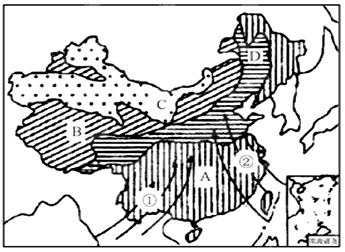 读我国干湿地区划分示意图,完成下列问题。填出图中字母所代表的干湿地区名称。A是;B是;C是;D是。A干湿地区与D干湿地区的分界线大致与岭- 读我国干湿地区划分示意图,完成下列问题。填出图中字母所代表的干湿地区名称。A是;B是;C是;D是。A干湿地区与D干湿地区的分界线大致与岭-