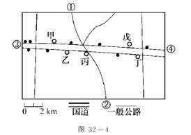 读图回答:1.如果图中黑点表示加油站,则影响该地理事物区位的主要因素是A.人口数量B.车流量C.地价D.服务范围2.距该地中心城市最近的是A.①B.②C 读图回答:1.如果图中黑点表示加油站,则影响该地理事物区位的主要因素是A.人口数量B.车流量C.地价D.服务范围2.距该地中心城市最近的是A.①B.②C