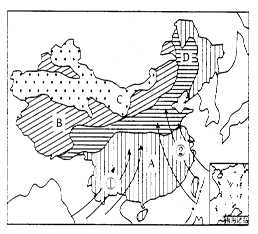 读“我国干湿地区划分示意图”,回答下列问题。填出图中字母所代表的干湿地区名称和所在的气候类型:C D若图中数字代号① 读“我国干湿地区划分示意图”,回答下列问题。填出图中字母所代表的干湿地区名称和所在的气候类型:C D若图中数字代号①