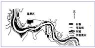 读我国某历史遗址分布示意图,回答问题小题1:宫室遗址分布在 ①河流右岸②河流左岸③被堆积的河岸④受侵蚀的河岸A.①③B.②③C.①④D.②④小题2:村落沿河谷分 读我国某历史遗址分布示意图,回答问题小题1:宫室遗址分布在 ①河流右岸②河流左岸③被堆积的河岸④受侵蚀的河岸A.①③B.②③C.①④D.②④小题2:村落沿河谷分