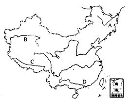 关于右图中我国主要农产品分布区的说法不正确的是 ( )A.A点北侧平原盛产春小麦、大豆、高粱、甜菜B.B盆地盛产棉花和多种优质特色瓜果C.C高原某些地区种植青稞 关于右图中我国主要农产品分布区的说法不正确的是 ( )A.A点北侧平原盛产春小麦、大豆、高粱、甜菜B.B盆地盛产棉花和多种优质特色瓜果C.C高原某些地区种植青稞