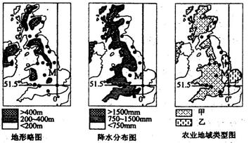 图是M岛地形略图,降水分布图及农业地域类型图。读图回答问题(13分)M岛所处的半球位置是_______________________。M岛的降水时 图是M岛地形略图,降水分布图及农业地域类型图。读图回答问题(13分)M岛所处的半球位置是_______________________。M岛的降水时