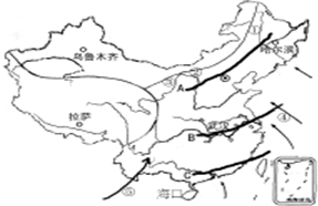 读图,回答下列问题图中号码代表的季风区和非季风区分界线上的山脉名称①______,②______,③______.④代表______季风,⑤代表__ 魔方格