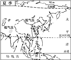 读图,回答下列问题.影响我国的夏季风主要是来自______洋和______洋的偏______,受其影响,我国夏季的气候特点是______.受