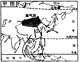 读我国某季节季风图,回答问题.图中①为______季风②为______季风.由于该季风来自较______纬度的______ 魔方格