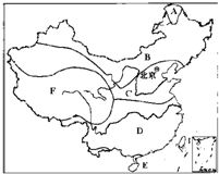 看我国温度带图,回答下列问题填写字母所处的温度带A、______带,C、______带F、______气候区.C与D两带之间的界线是______一线 魔方格