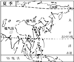 读“我国夏季风图”回答问题.我国夏季盛行的是偏______风,夏季风主要来自东面的______洋和南面的______洋,气流特点是______(