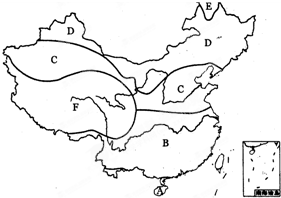 读我国温度带分布图,回答下列问题.图中A是______带,是我国热量条件最______的地区.图中B是______带,主要的粮食作物