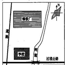 我国某中学研究性学习小组考察了该校附近的地理环境,并绘制了学校周边的简易地图。该小组考察时发现学校附近的工厂尚未对污染进行治理。读图完成下列各题。分析图中 我国某中学研究性学习小组考察了该校附近的地理环境,并绘制了学校周边的简易地图。该小组考察时发现学校附近的工厂尚未对污染进行治理。读图完成下列各题。分析图中